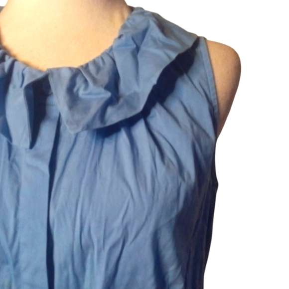 Lafayette 148 Sleeveless Ruffle Neck Blouse Button Front Cotton Blend Size 2 - Picture 3 of 8
